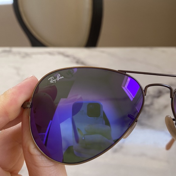 Ray Ban Purple Aviator Sunglasses with Case - Picture 4 of 6